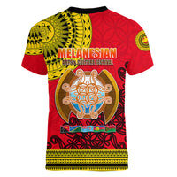 Papua New Guinea Women V Neck T Shirt Melanesian Festival 2023 LT6 - Polynesian Pride