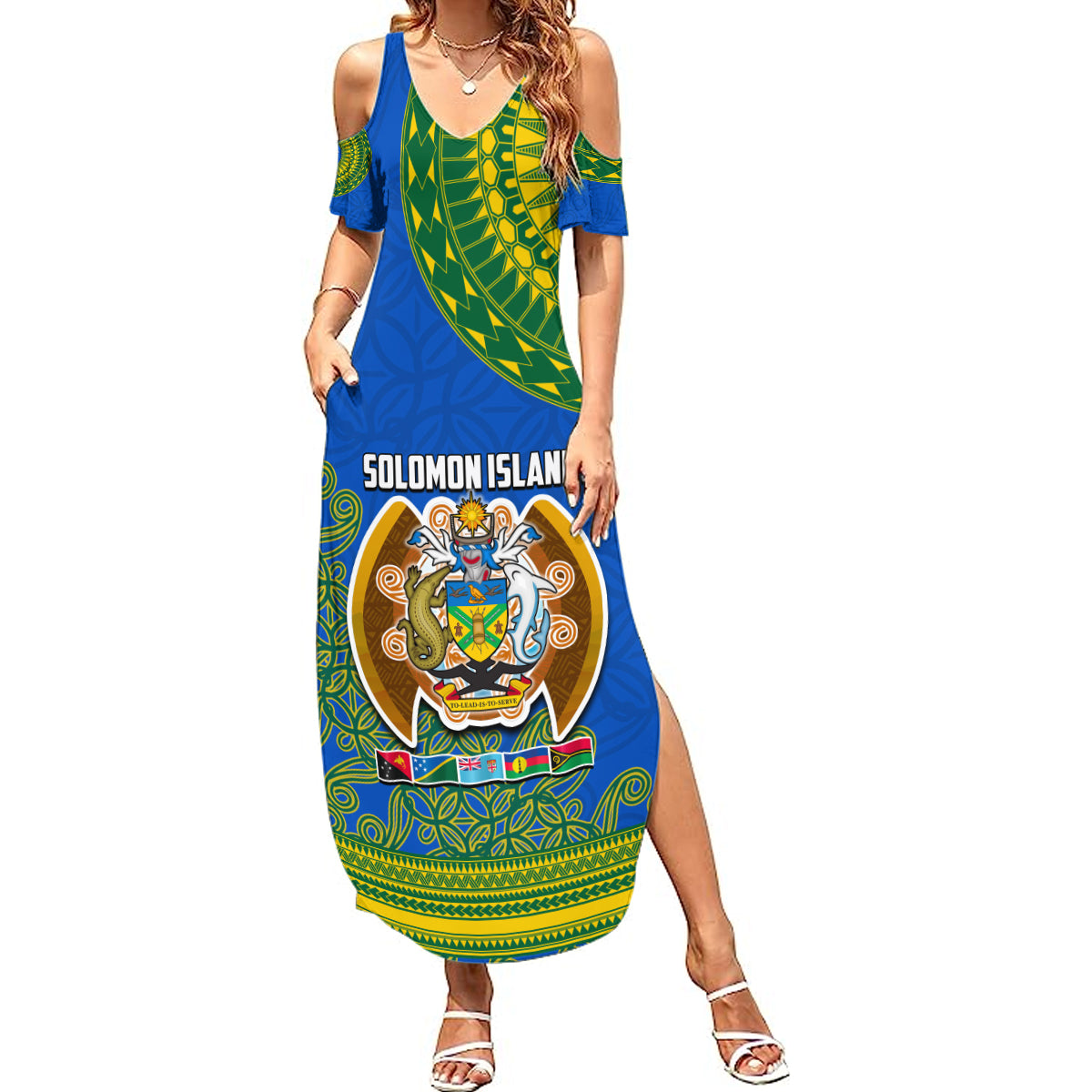 Solomon Islands Summer Maxi Dress Melanesian Festival 2023 LT6 Women Green - Polynesian Pride