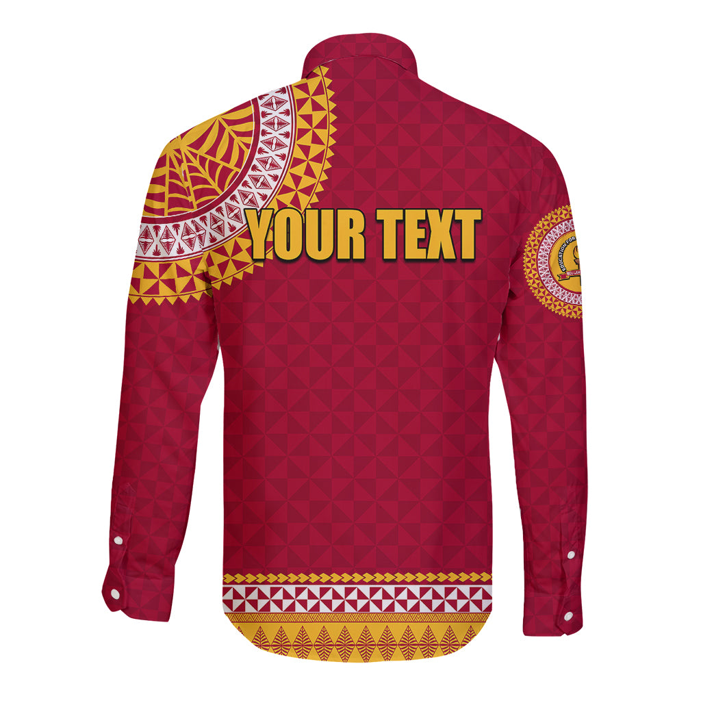 Tonga School Beulah College Long Sleeve Button Shirt Tribal Pattern LT6 - Polynesian Pride