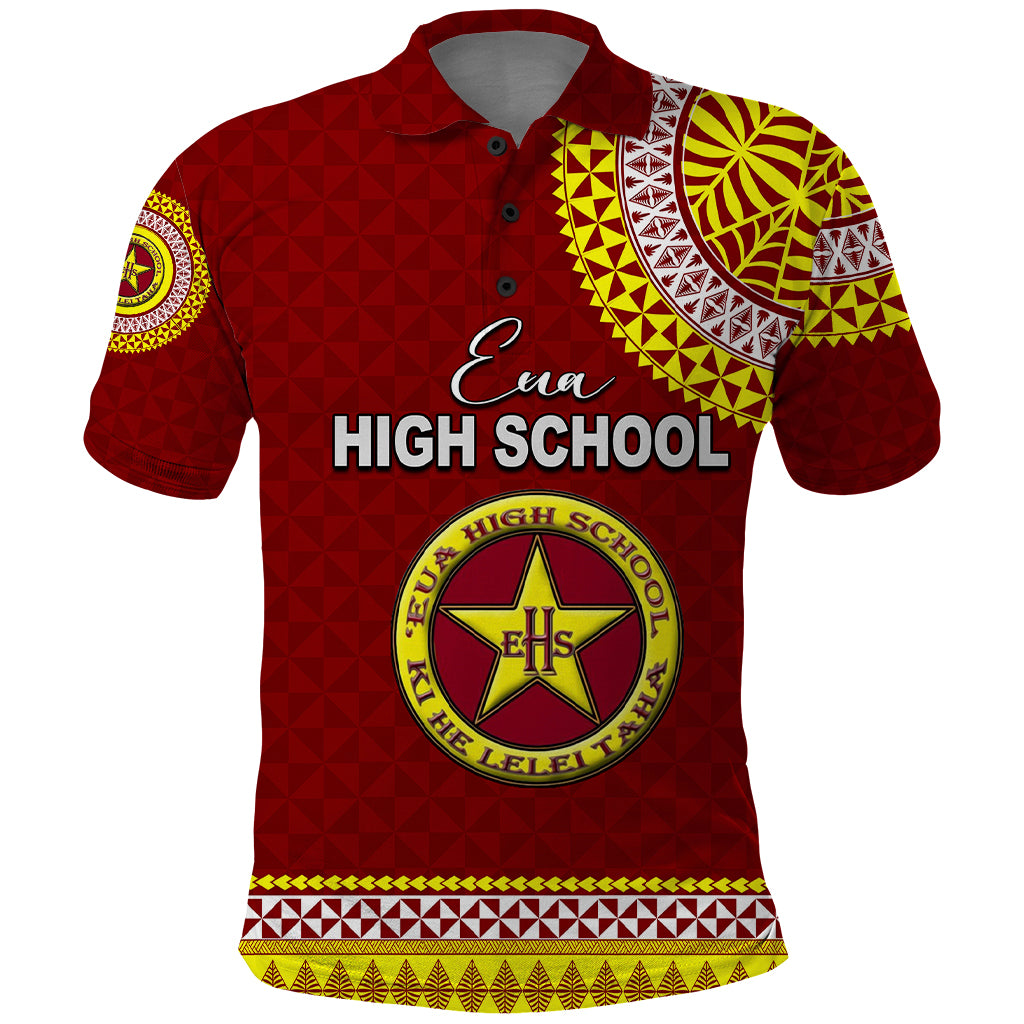 Tonga School Eua High School Polo Shirt Tribal Pattern LT6 Maroon - Polynesian Pride