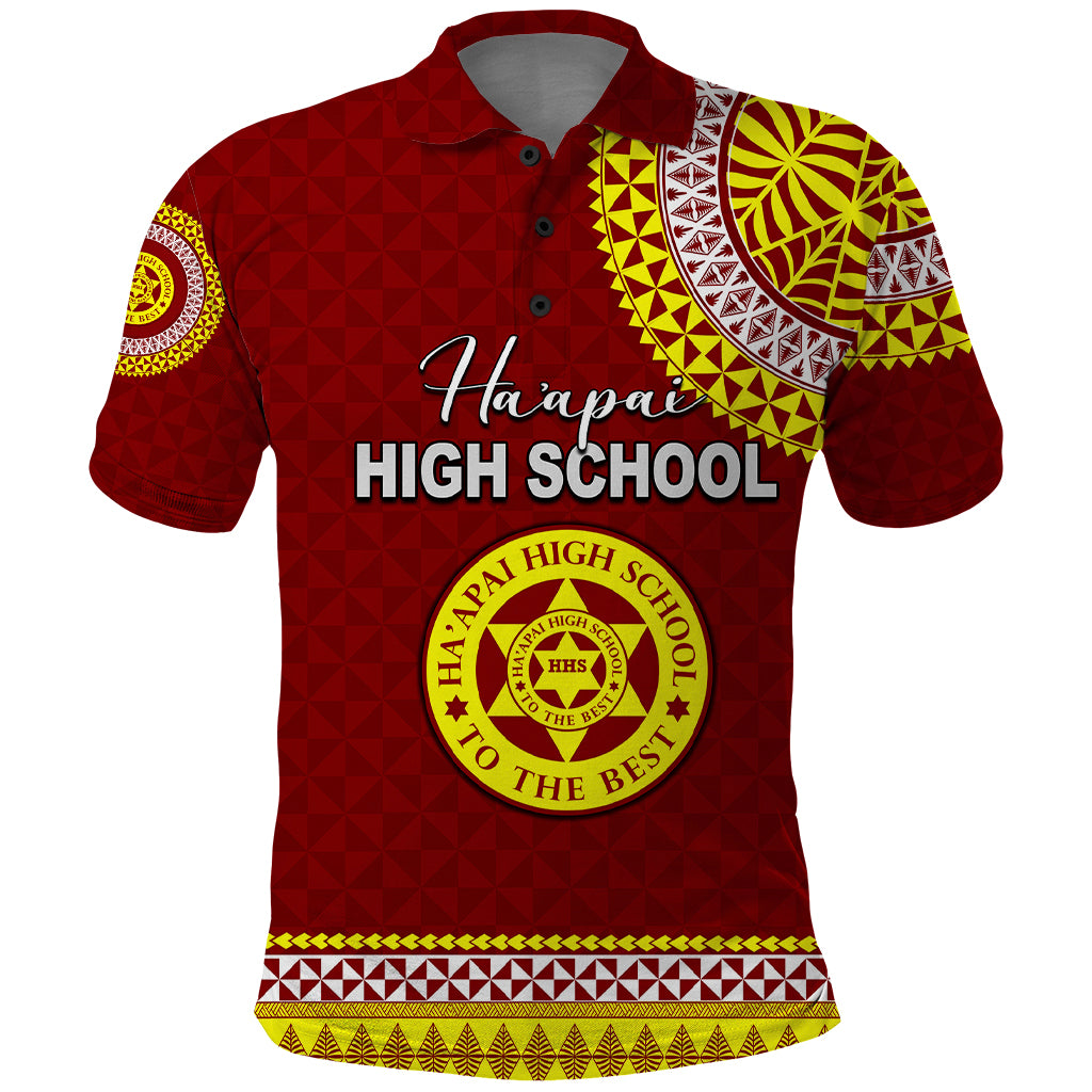 Tonga School Haapai High School Polo Shirt Tribal Pattern LT6 Maroon - Polynesian Pride