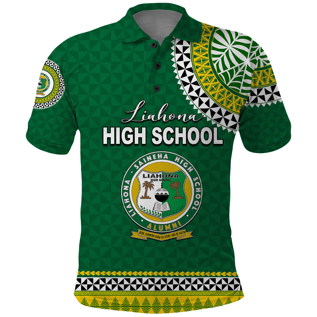 Tonga School Liahona High School Polo Shirt Tribal Pattern LT6 Green - Polynesian Pride