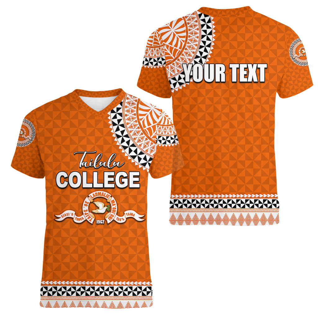 Tonga School Tailulu College Women V Neck T Shirt Tribal Pattern LT6 - Polynesian Pride