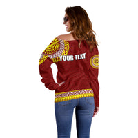 Tonga School Tonga High School Off Shoulder Sweater Tribal Pattern LT6 - Polynesian Pride