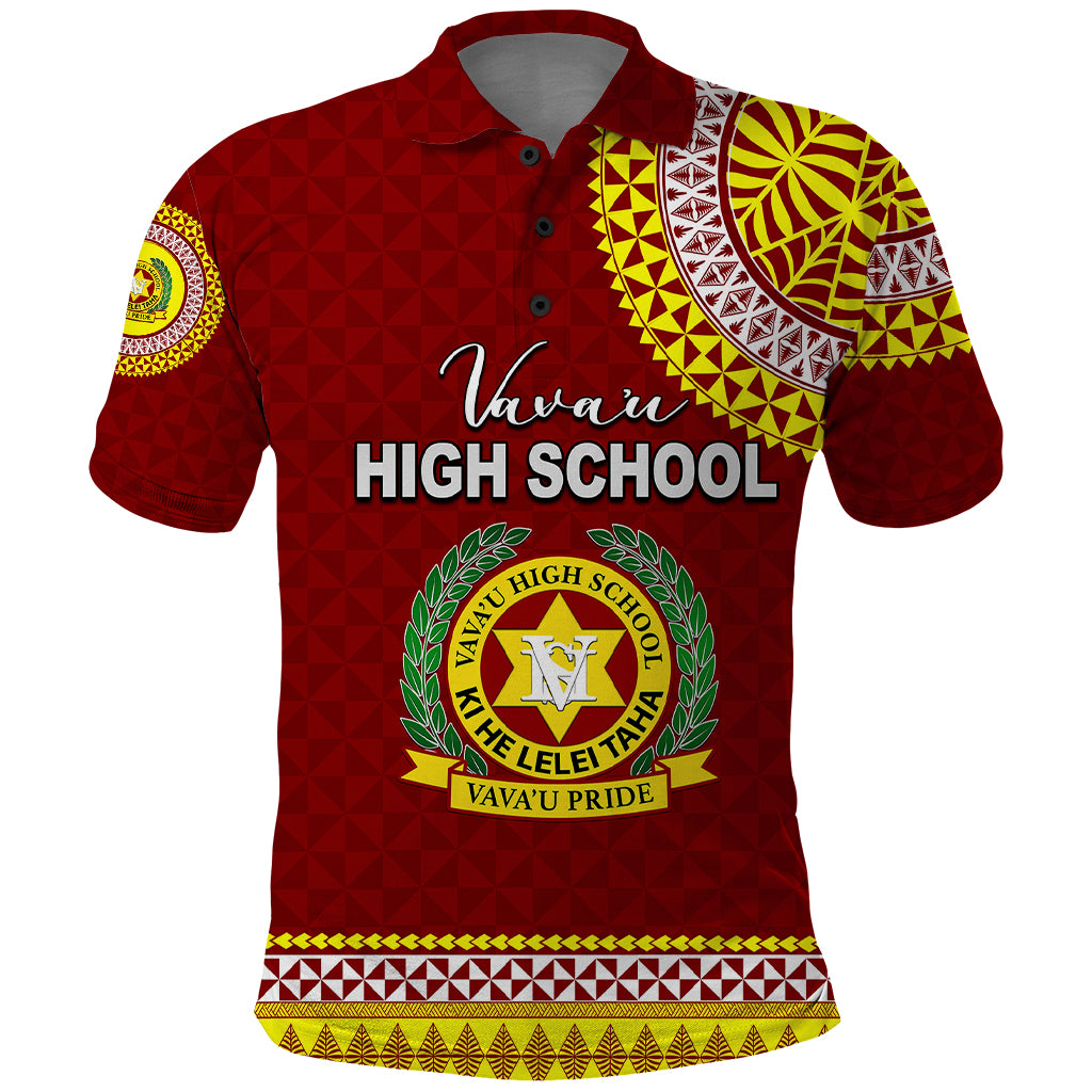 Tonga School Vavau High School Polo Shirt Tribal Pattern LT6 Maroon - Polynesian Pride
