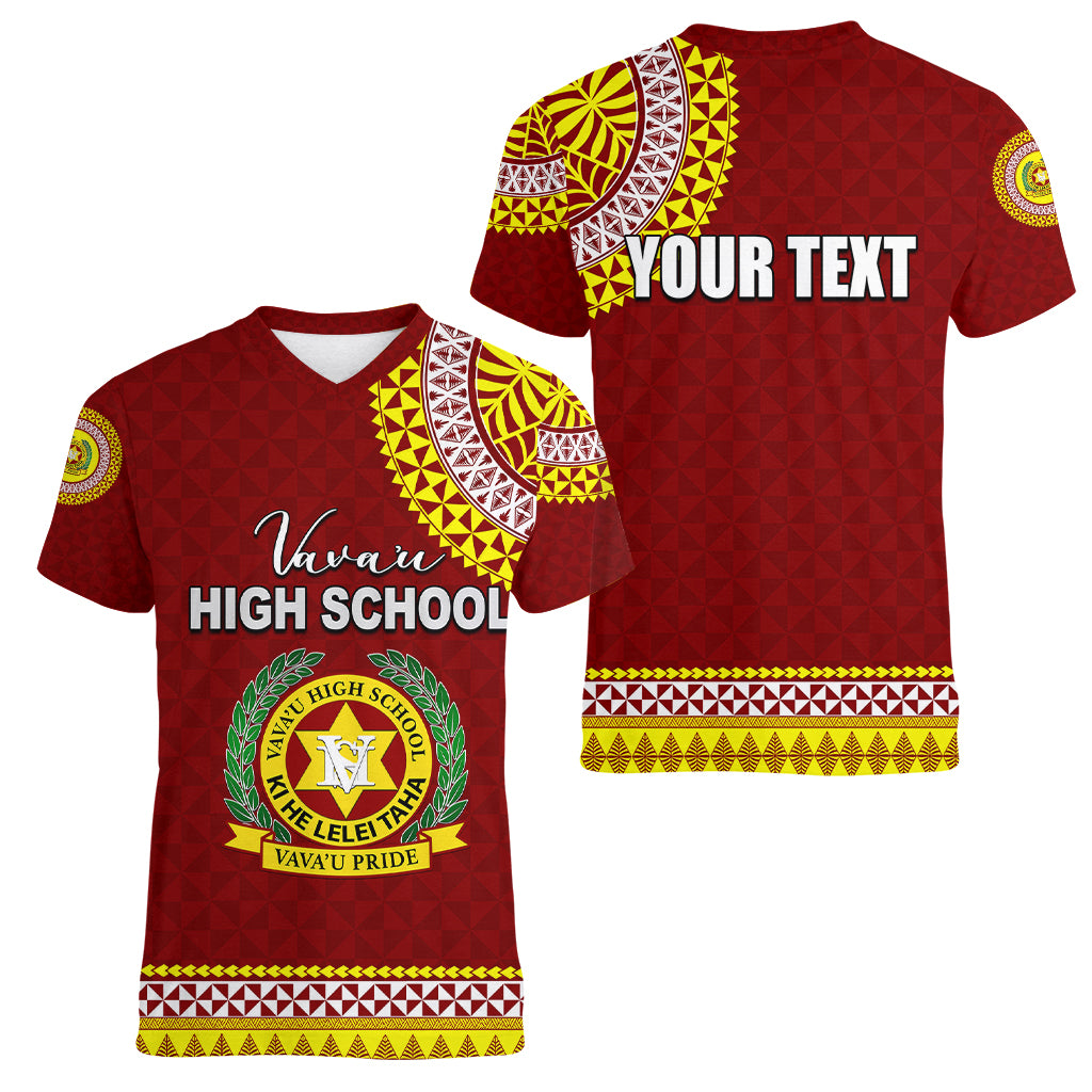 Tonga School Vava'u High School Women V Neck T Shirt Tribal Pattern LT6 - Polynesian Pride