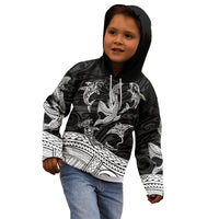 Polynesian Tribal Kid Hoodie with Sharks Tattoo White LT6 - Polynesian Pride