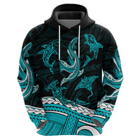 Polynesian Tribal Hoodie with Sharks Tattoo Green LT6 - Polynesian Pride