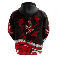 Polynesian Tribal Hoodie with Sharks Tattoo Red LT6 - Polynesian Pride