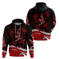 Polynesian Tribal Hoodie with Sharks Tattoo Red LT6 - Polynesian Pride