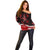 Polynesian Tribal Off Shoulder Sweater with Sharks Tattoo Red LT6 - Polynesian Pride