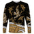 Polynesian Tribal Long Sleeve Shirt with Sharks Tattoo Gold LT6 Unisex Gold - Polynesian Pride