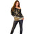 Polynesian Tribal Off Shoulder Sweater with Sharks Tattoo Gold LT6 - Polynesian Pride