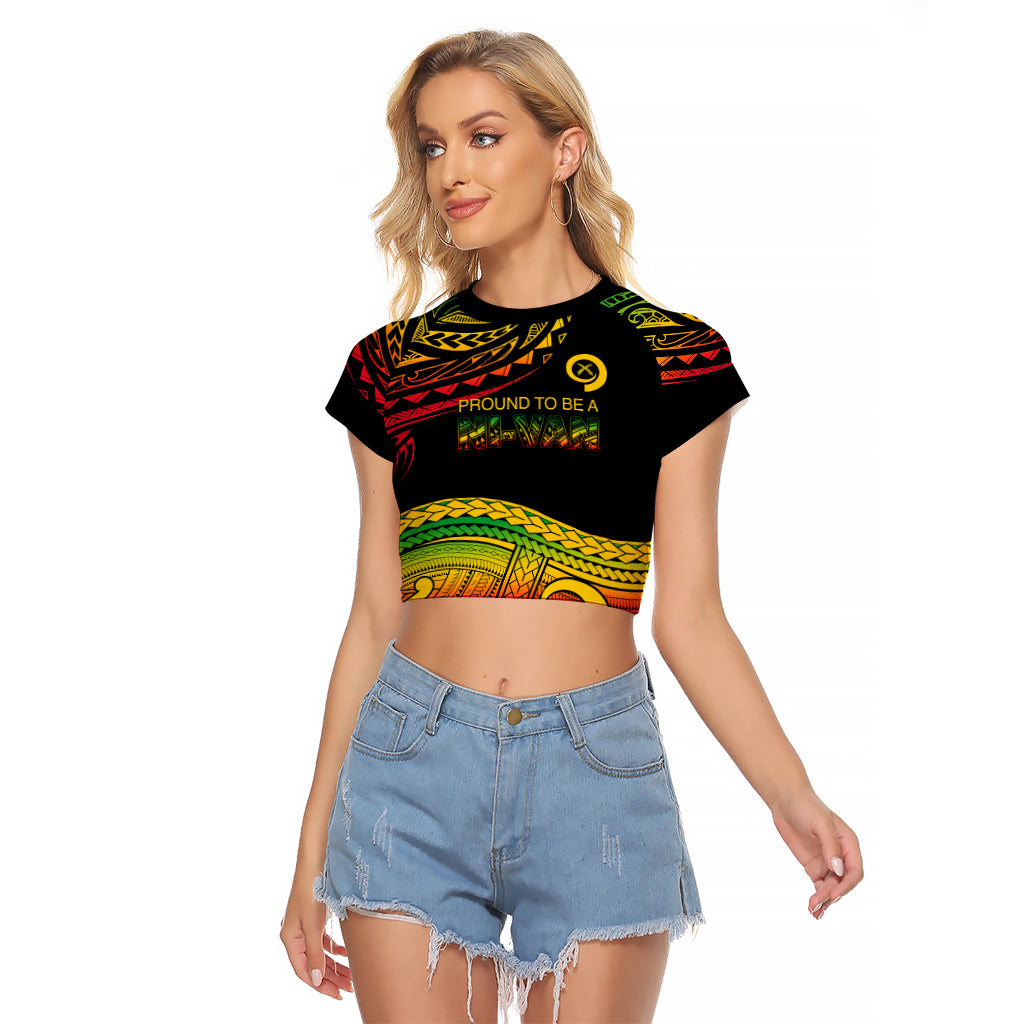 Custom Tribal Vanuatu Raglan Cropped T Shirt Pround To Be A Ni-Van LT6 Female Black - Polynesian Pride