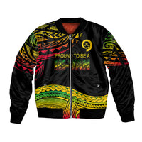 Custom Tribal Vanuatu Sleeve Zip Bomber Jacket Pround To Be A Ni-Van LT6 Unisex Black - Polynesian Pride