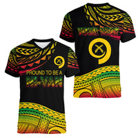 Custom Tribal Vanuatu Women V Neck T Shirt Pround To Be A Ni-Van LT6 - Polynesian Pride