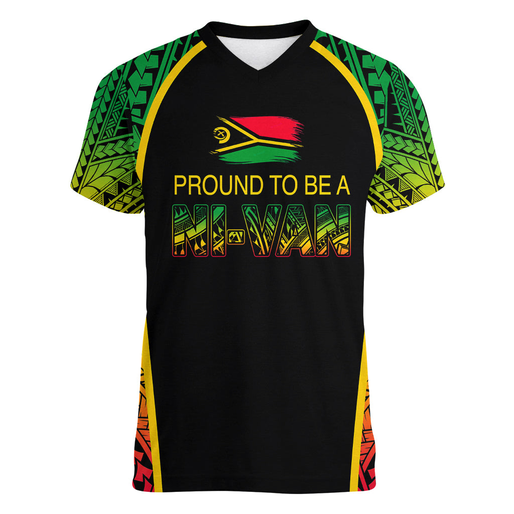 Custom Vanuatu Women V Neck T Shirt Pround To Be A Ni-Van LT6 Female Black - Polynesian Pride