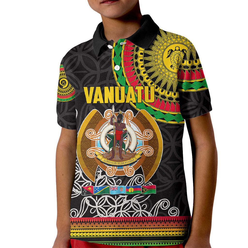 Vanuatu Kid Polo Shirt Melanesian Festival LT6 Kid Black - Polynesian Pride