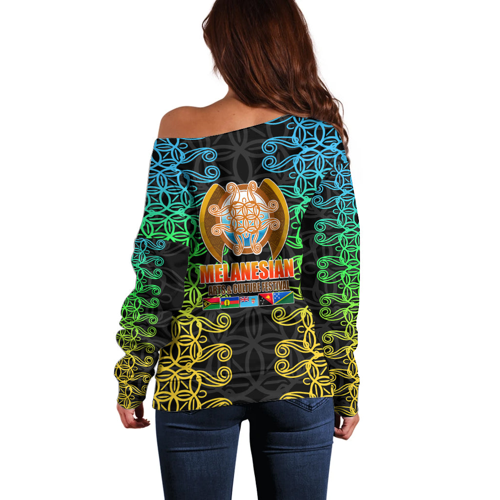 Melanesian Festival 2023 Off Shoulder Sweater Tribal Patterns LT6 - Polynesian Pride