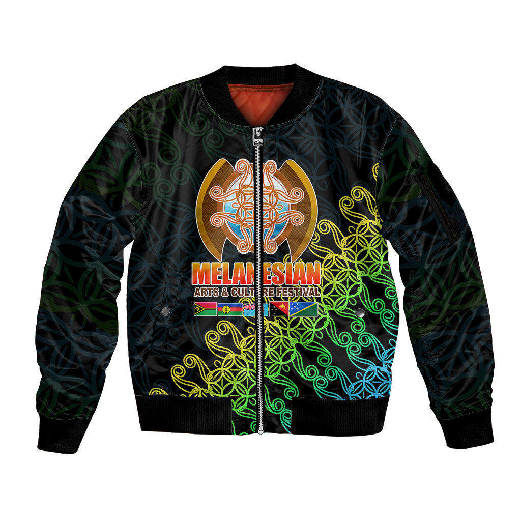 Melanesian Festival 2023 Sleeve Zip Bomber Jacket Fest'Napuan Black Style LT6 Unisex Black - Polynesian Pride