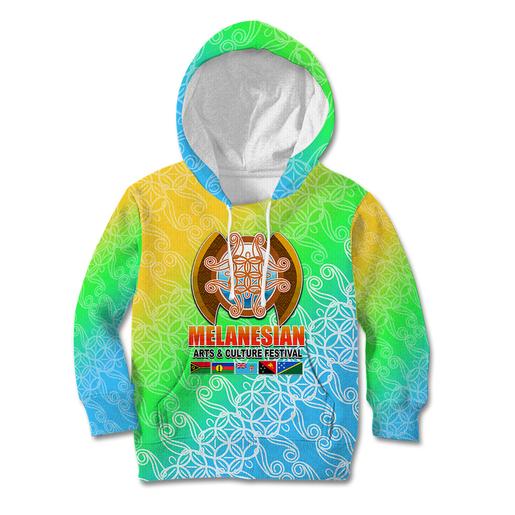 Melanesian Festival 2023 Kid Hoodie Fest'Napuan Colorful Style LT6 Hoodie Green - Polynesian Pride