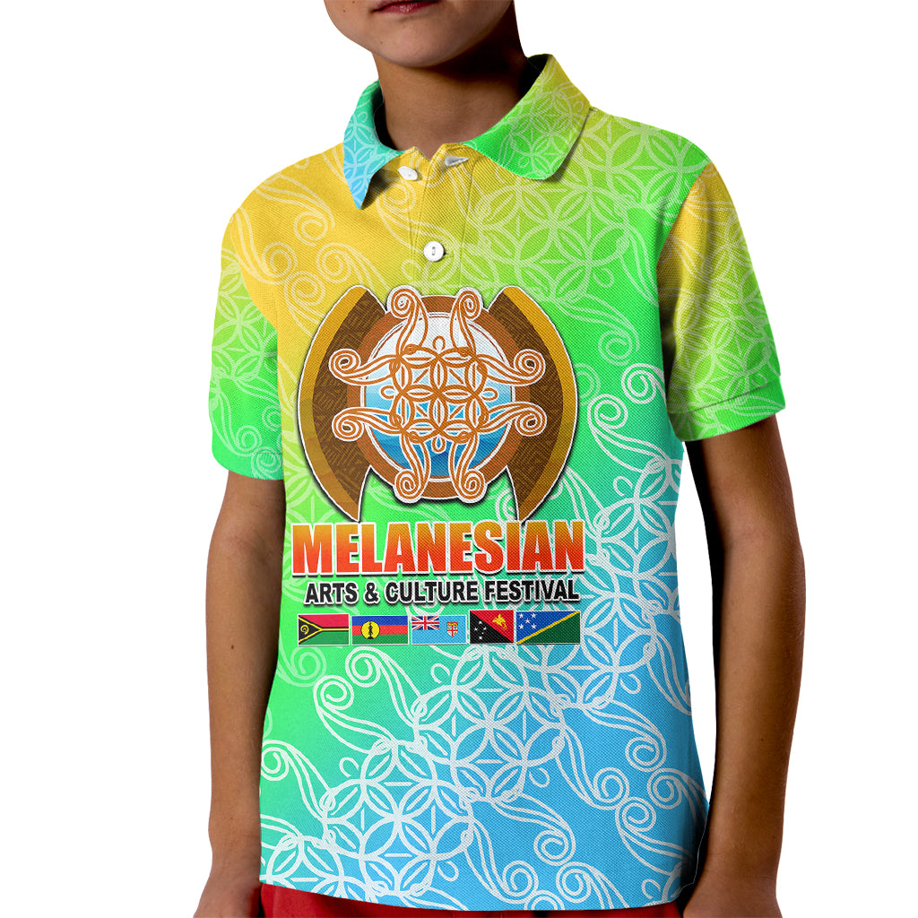 Melanesian Festival 2023 Kid Polo Shirt Fest'Napuan Colorful Style LT6 Kid Green - Polynesian Pride