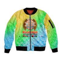 Melanesian Festival 2023 Sleeve Zip Bomber Jacket Fest'Napuan Colorful Style LT6 Unisex Green - Polynesian Pride