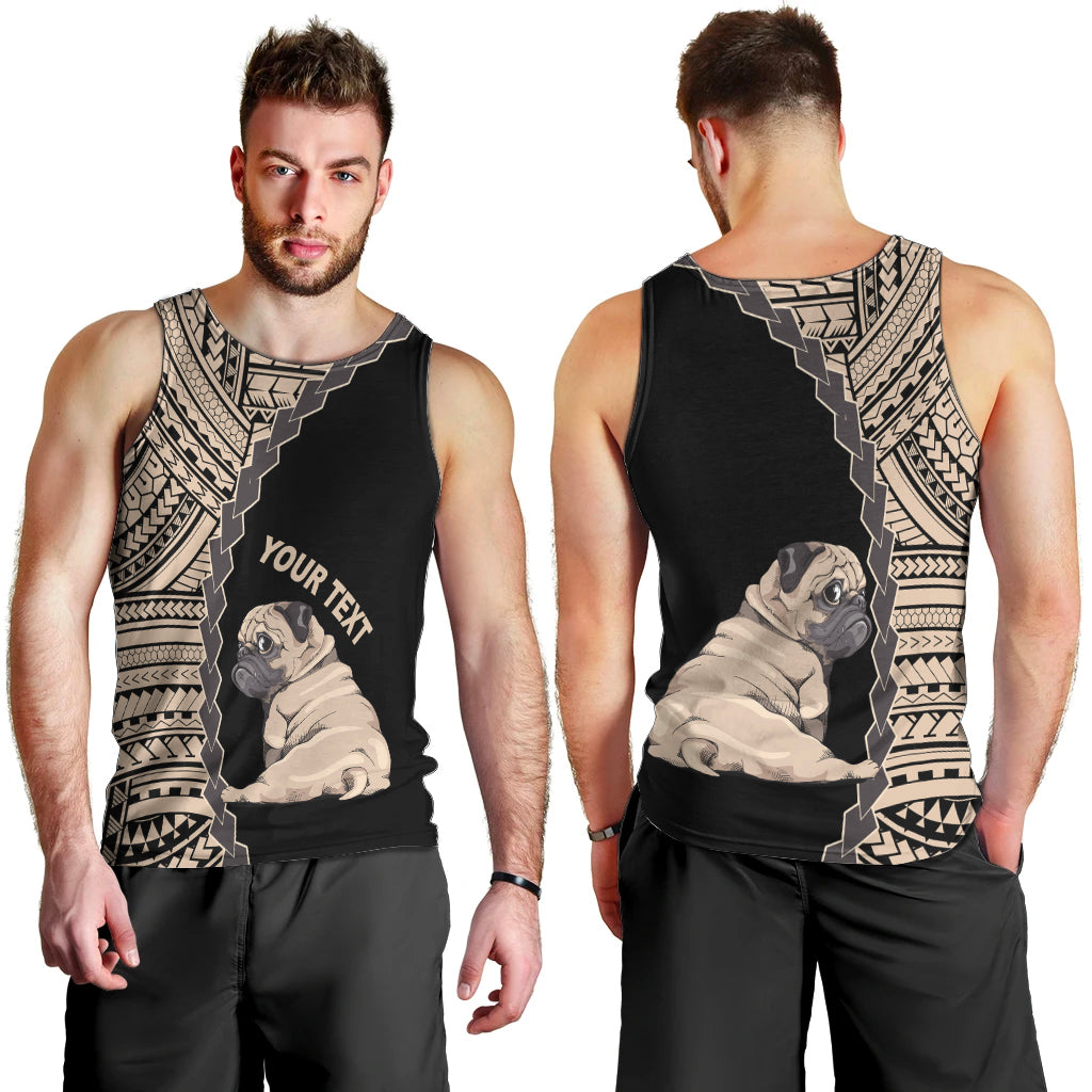 Custom Pug Dog Men Tank Top With Polynesian Tribal Tattoo LT6 - Polynesian Pride