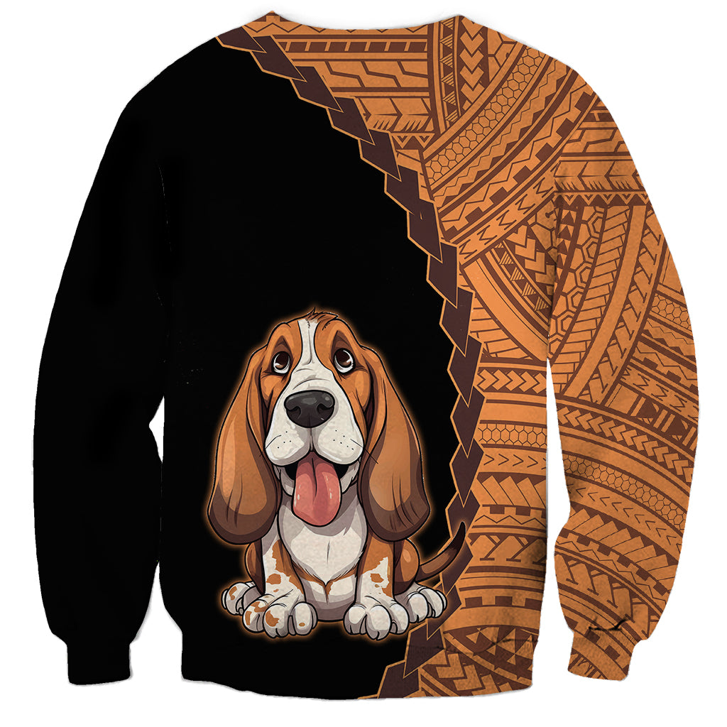 Custom Basset Hound Dog Sweatshirt With Polynesian Tribal Tattoo LT6 - Polynesian Pride