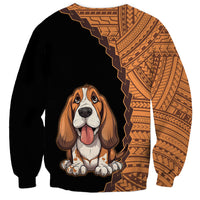Custom Basset Hound Dog Sweatshirt With Polynesian Tribal Tattoo LT6 - Polynesian Pride