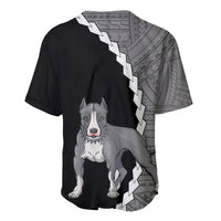 Custom Pitbull Dog Baseball Jersey With Polynesian Tribal Tattoo LT6 - Polynesian Pride