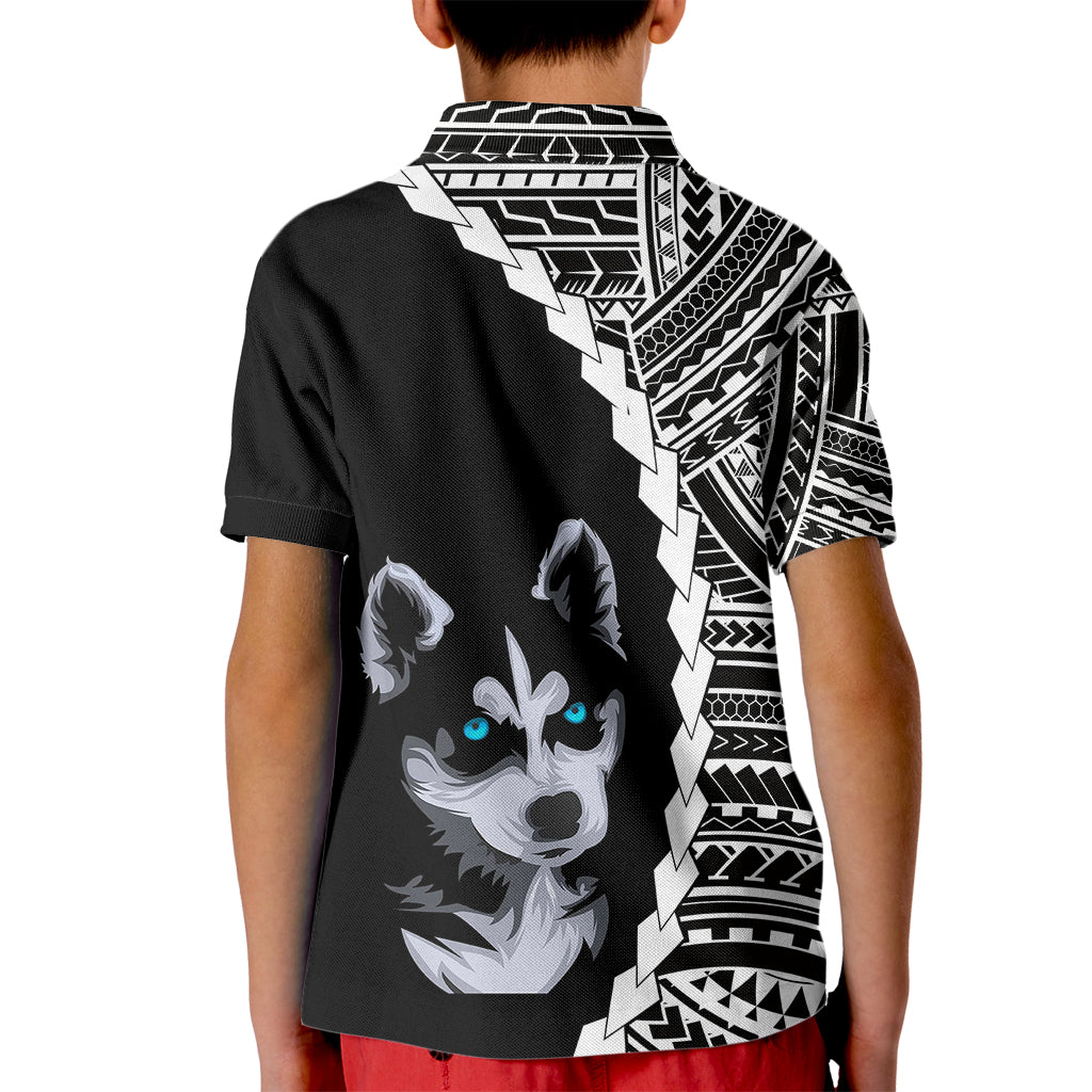 Custom Husky Dog Kid Polo Shirt With Polynesian Tribal Tattoo LT6 - Polynesian Pride