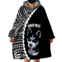 Custom Husky Dog Wearable Blanket Hoodie With Polynesian Tribal Tattoo LT6 - Polynesian Pride