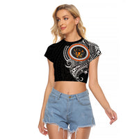 Polynesian Dachshund Dog Raglan Cropped T Shirt Dog In My Heart LT6 Female Black - Polynesian Pride