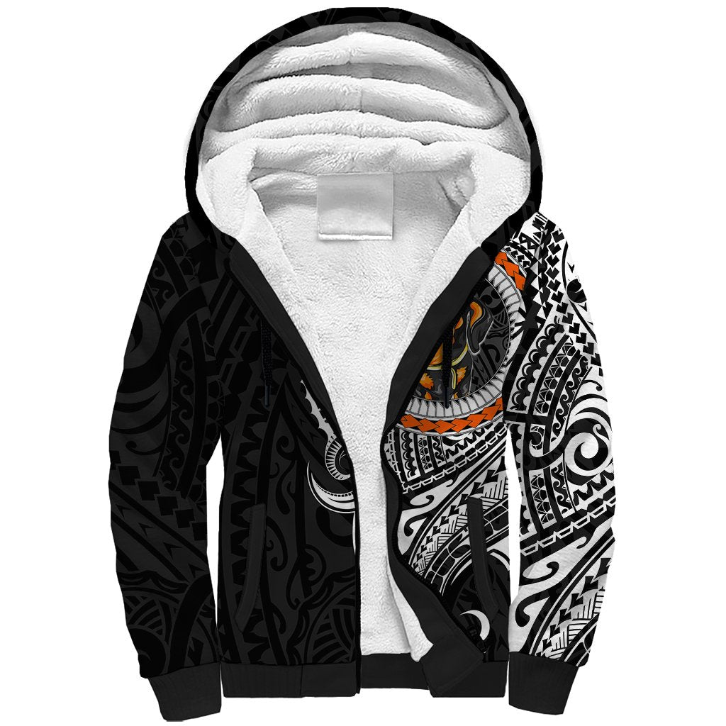 Polynesian Dachshund Dog Sherpa Hoodie Dog In My Heart LT6 Unisex Black - Polynesian Pride