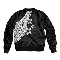 Polynesian Bomber Jacket With Plumeria Flower White LT6 - Polynesian Pride