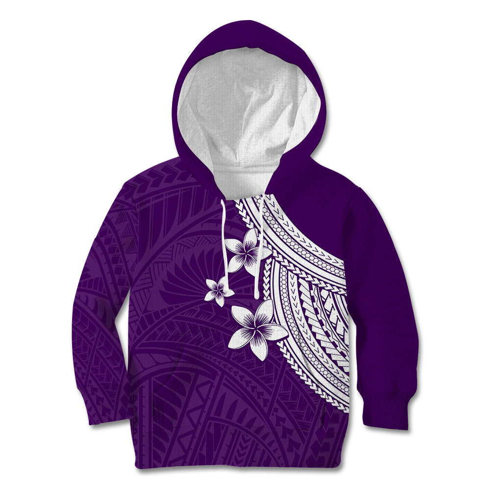 Polynesian Kid Hoodie With Plumeria Flower Purple LT6 Hoodie Purple - Polynesian Pride
