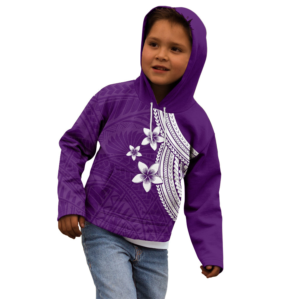 Polynesian Kid Hoodie With Plumeria Flower Purple LT6 - Polynesian Pride