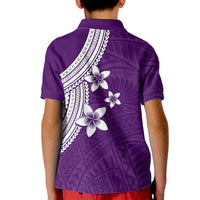 Polynesian Kid Polo Shirt With Plumeria Flower Purple LT6 - Polynesian Pride