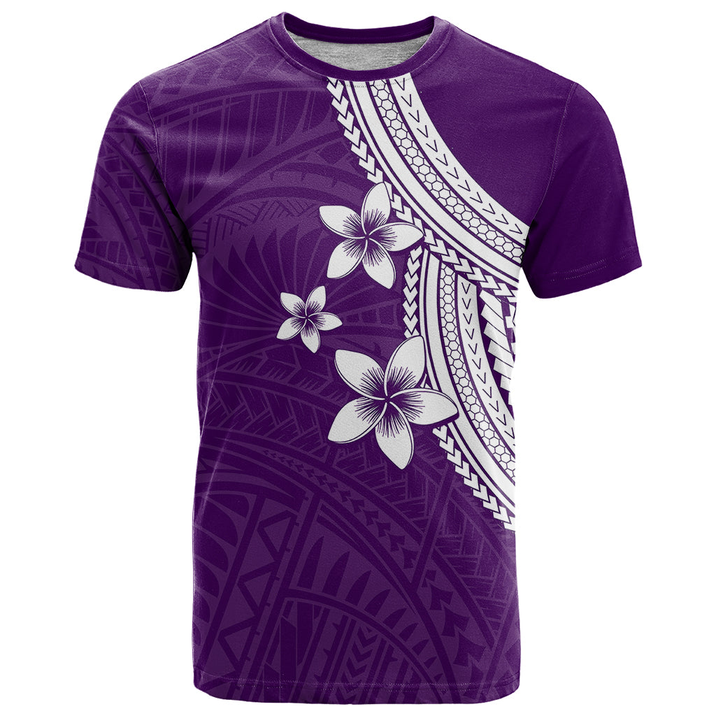 Polynesian T Shirt With Plumeria Flower Purple LT6 Purple - Polynesian Pride