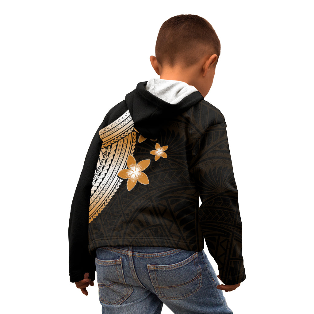 Polynesian Kid Hoodie With Plumeria Flower Gold LT6 - Polynesian Pride