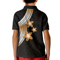 Polynesian Kid Polo Shirt With Plumeria Flower Gold LT6 - Polynesian Pride