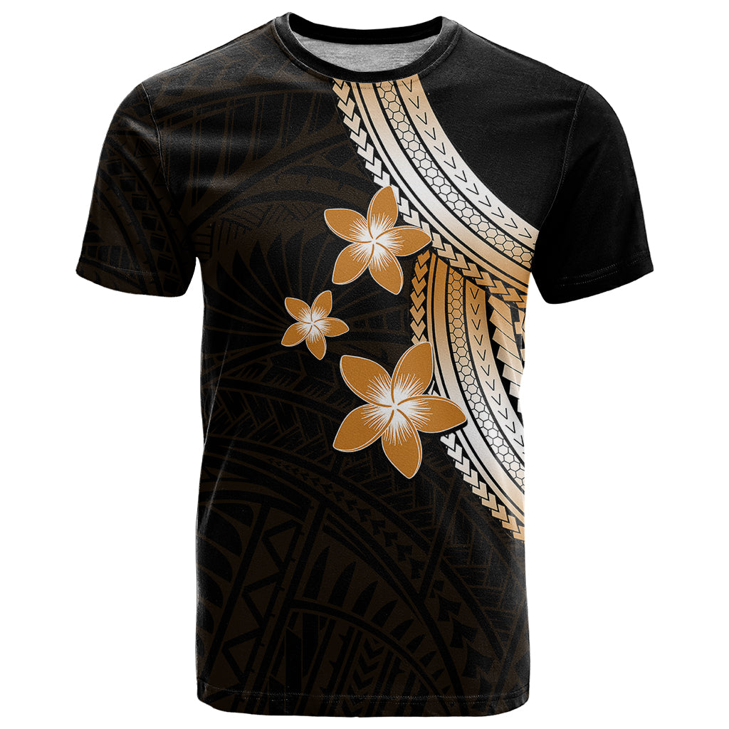 Polynesian T Shirt With Plumeria Flower Gold LT6 Gold - Polynesian Pride