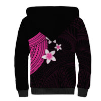 Polynesian Sherpa Hoodie With Plumeria Flower Pink LT6 - Polynesian Pride