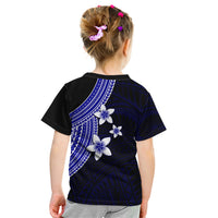 Polynesian Kid T Shirt With Plumeria Flower Blue LT6 - Polynesian Pride