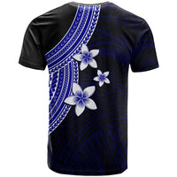 Polynesian T Shirt With Plumeria Flower Blue LT6 - Polynesian Pride