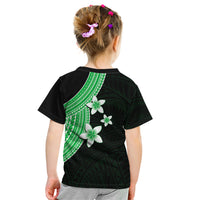 Polynesian Kid T Shirt With Plumeria Flower Green LT6 - Polynesian Pride