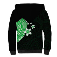 Polynesian Sherpa Hoodie With Plumeria Flower Green LT6 - Polynesian Pride