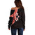 Polynesian Off Shoulder Sweater With Plumeria Flower Red LT6 - Polynesian Pride