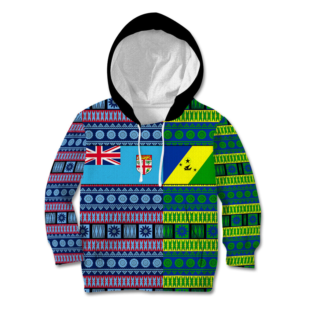 (Custom Personalised) Fiji Malampa Kid Hoodie Tribal Patterns LT6 Blue - Polynesian Pride